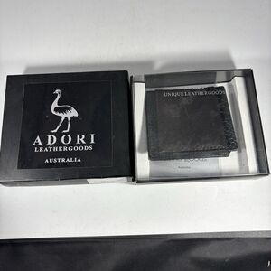 Adori Leather goods Black Emu Leather Coin Wallet Premium Quality‎ Gift NEW